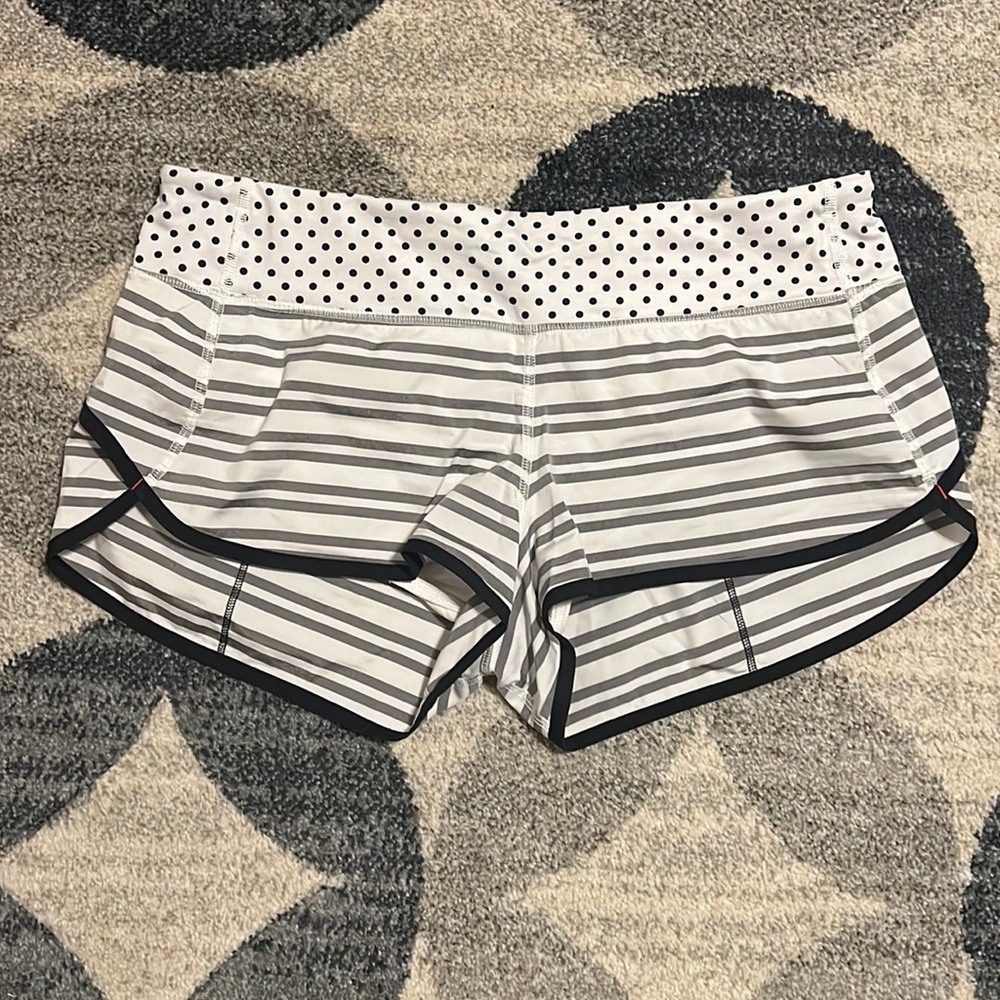 lululemon athletica Black and White Striped Athletic Shorts